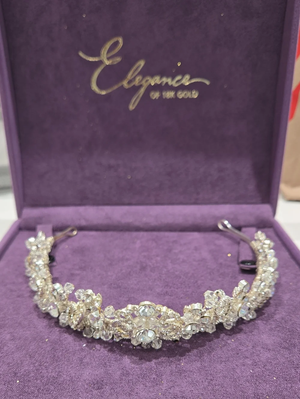 White Gold Tone Crystal Bridal Tiara - Silver Tone